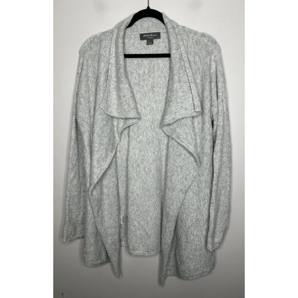 Eddie Bauer Sleepwear Grey Knit Open Cardigan Sweater Women's Size Small - Picture 1 of 10